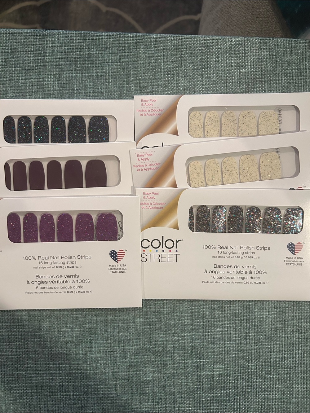 Color Street Nail Polish Strips Lot of 6 Glitter Purple Neutral NWT